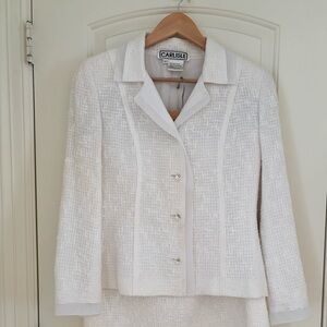 Carlisle Women's White Tweed Jacket and Skirt 6